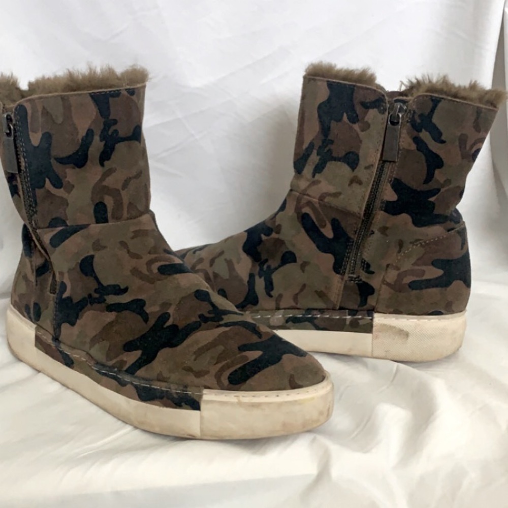 J/Slides Victory Camouflage Platform Suede Zip Si… - image 7